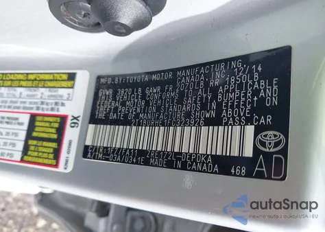 2015 Toyota Corolla L from USA, damaged, VIN 2T1BURHE1FC323926